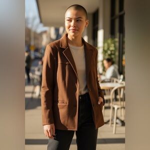 Chocolate Brown Button-Up Faux Leather Jacket